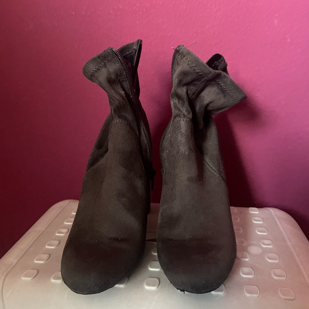 Gray Suede Ankle Booties